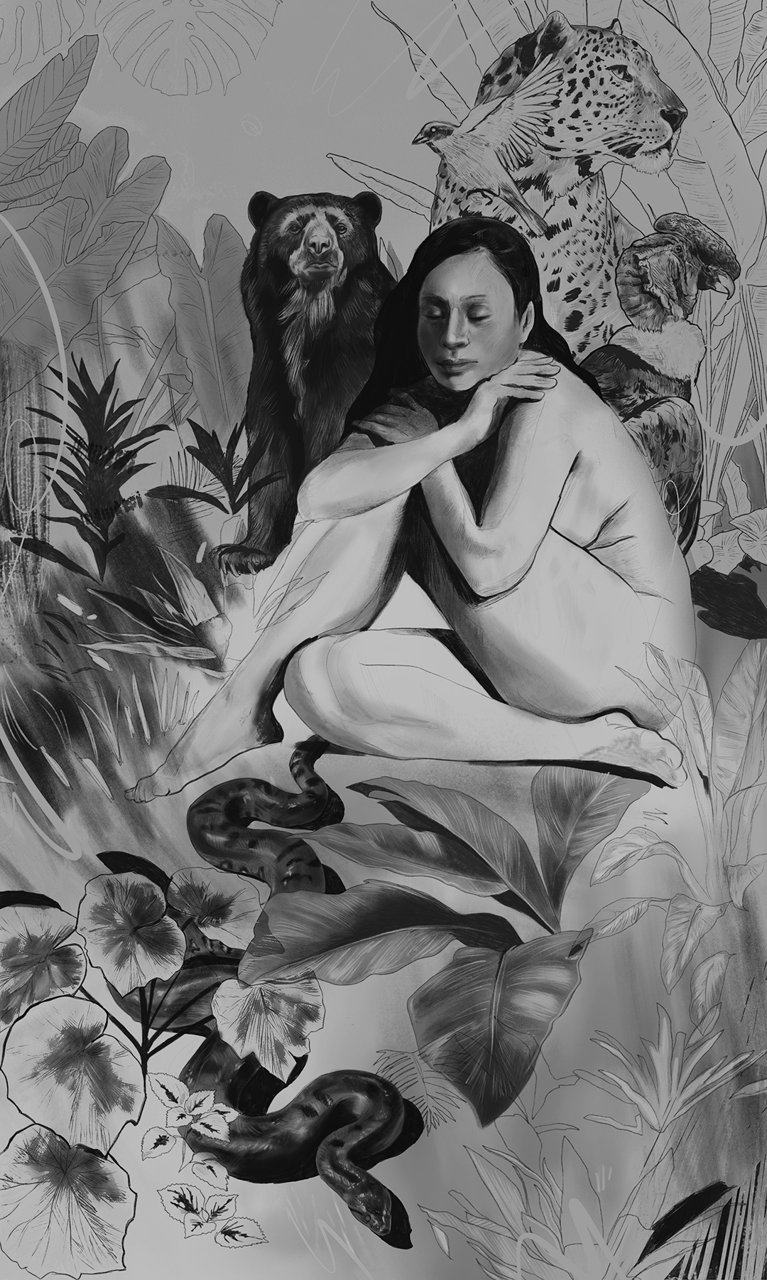 Pachamama illustration, digital illustration by Javier Casas Moscko